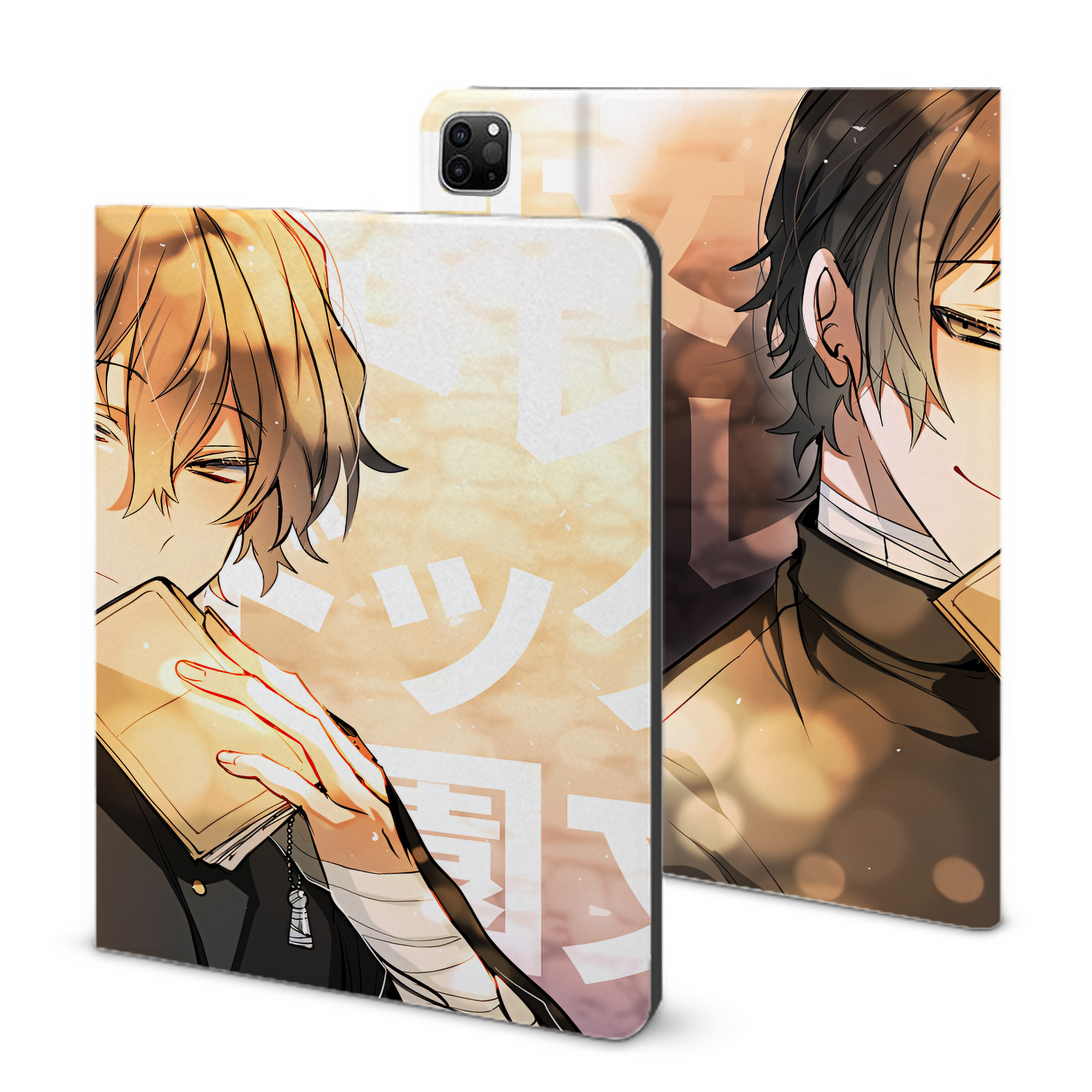（画像用） 文豪ストレイドッグス Bungo Stray Dogs IPad ケース ブック型 PUレザー TPU 耐衝撃 軽量 薄型 ペン収納なし 全面保護 IPad 各モデル対応